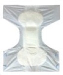 picture of a confidry 24/7 adult diaper showing 2 blue and white tape tabs on each side