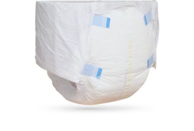 picture of an id slip pe maxi disposable adult diaper white in color with two blue tapes on each side
