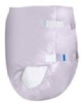 picture of a superio signature series adult diaper with two tape tabs on each side with blue ends on the tapes